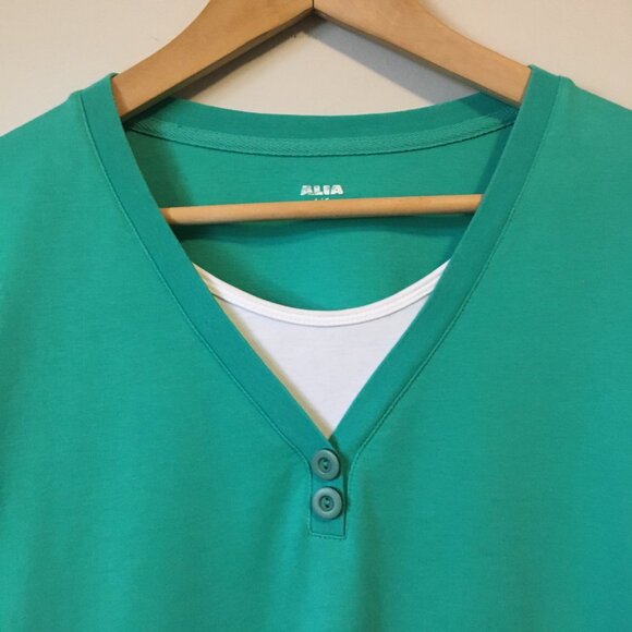 Vintage Turquoise Cotton Tee Sporty Bilayer Teet - Picture 3 of 14